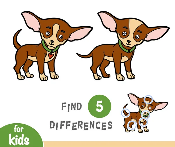 Najít rozdíly, vzdělávací hra, Chihuahua — Stockový vektor