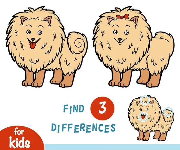 Find differences, education game, Pomeranian — Stock Vector