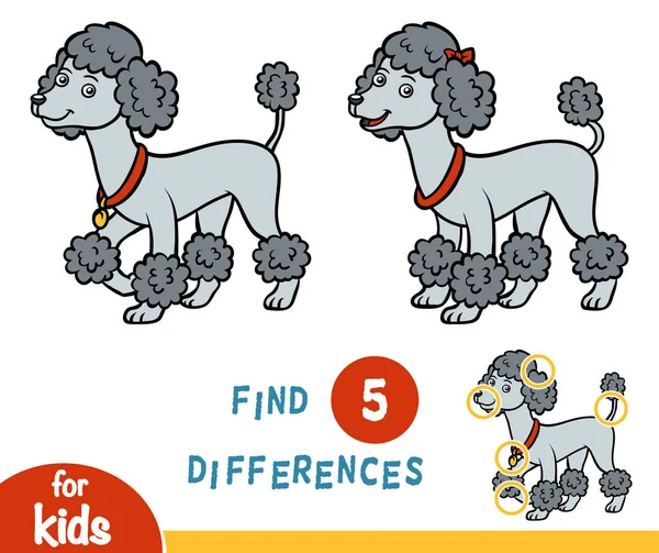 Find differences, education game, Poodle — Stock Vector