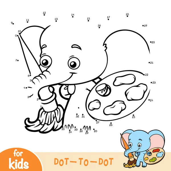 Números juego, juego de educación para los niños, Elefante — Vector de stock