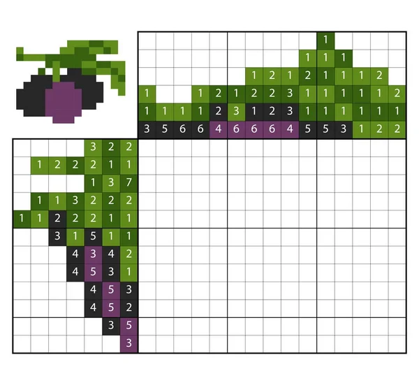 Dipingere per numero puzzle (nonogramma), Olive — Vettoriale Stock