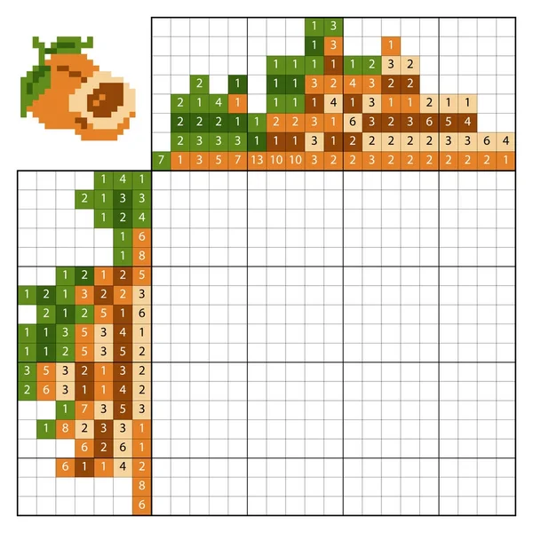 Βάψτε από παζλ αριθμό (nonogram), βερίκοκο — Διανυσματικό Αρχείο