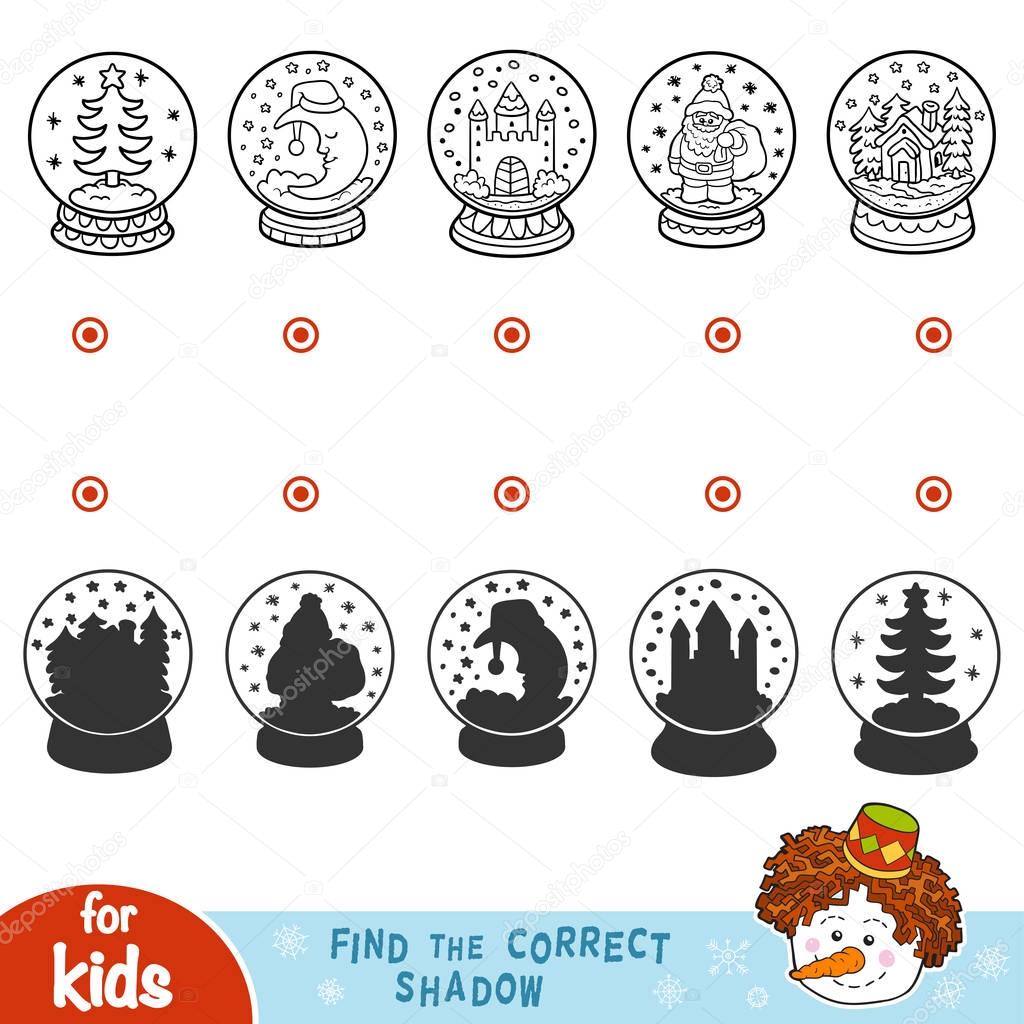 Find the correct shadow. Snowballs with Christmas items