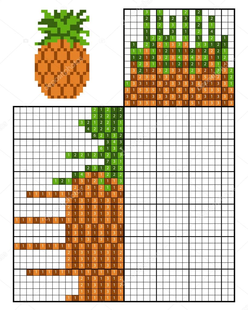 Paint by number puzzle (nonogram), Pineapple