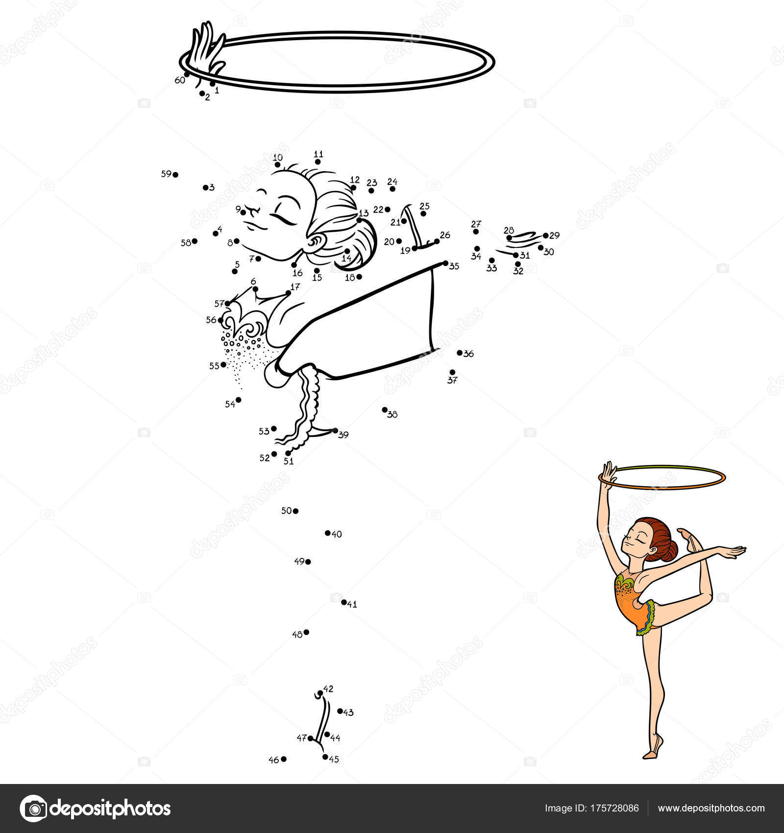 Numbers Game Education Dot Dot Game Children Gymnast Hoop Stock Vector C Ksenya Savva 175728086