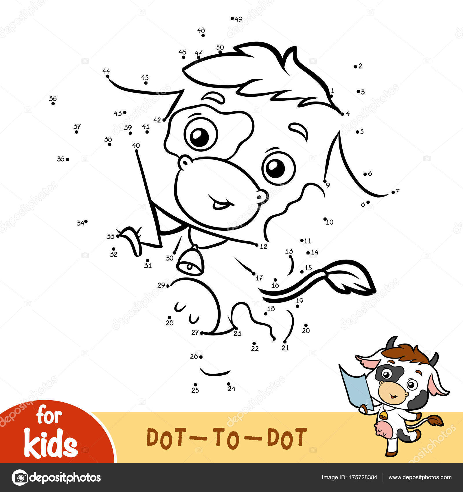 Gioco di numeri educazione gioco per i bambini mucca — Vettoriale Stock