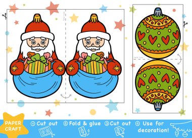 Eğitim Noel kağıt el sanatları, çocuklar için Noel Baba ve Noel top