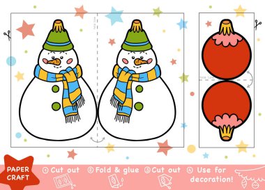 Eğitim Noel kağıt el sanatları, çocuklar için kardan adam ve Noel top