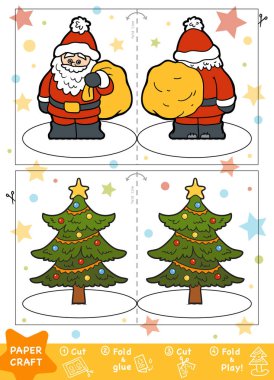 Çocuklar, Noel Baba ve Noel ağacı için eğitim Noel kağıt el sanatları