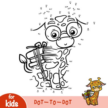 Sayı oyunu, eğitim çocuklar, zürafa ve kitaplar için oyun