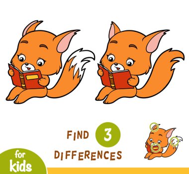 Farklılıklar, eğitim oyun, tilki ve bir kitap bulmak