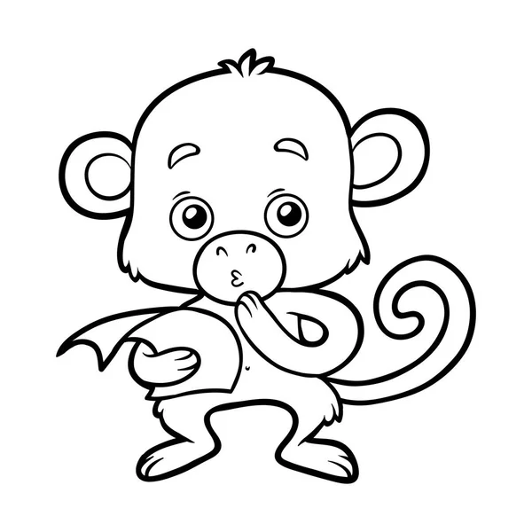 Boyama kitabı, maymun — Stok Vektör