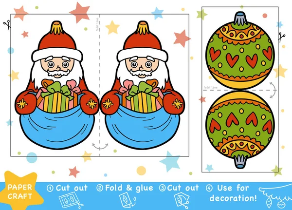 Educación Navidad Papel Artesanía Para Niños Santa Claus Bola Navidad — Vector de stock