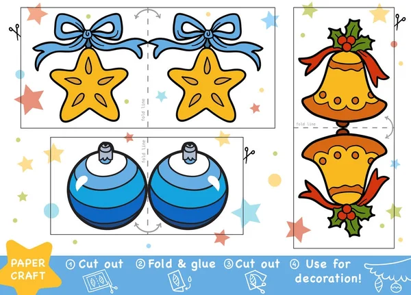 Education Christmas Paper Crafts Children Christmas Bell Christmas Ball Christmas — Stock Vector