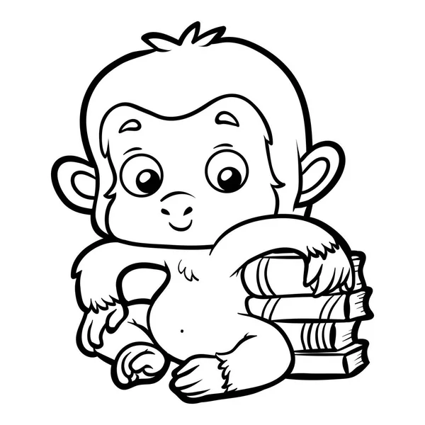 Kifestőkönyv, a majom és a könyvek — Stock Vector