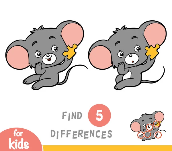 Encontrar diferencias, juego de educación, Ratón — Vector de stock