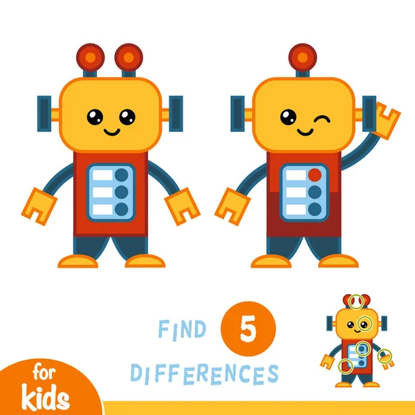 Trouver des différences, jeu d'éducation, Robot — Image vectorielle