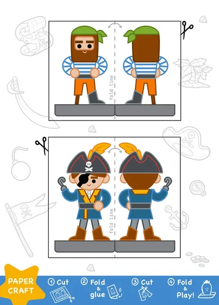 Education Paper Crafts for children, Pirates — Stock Vector