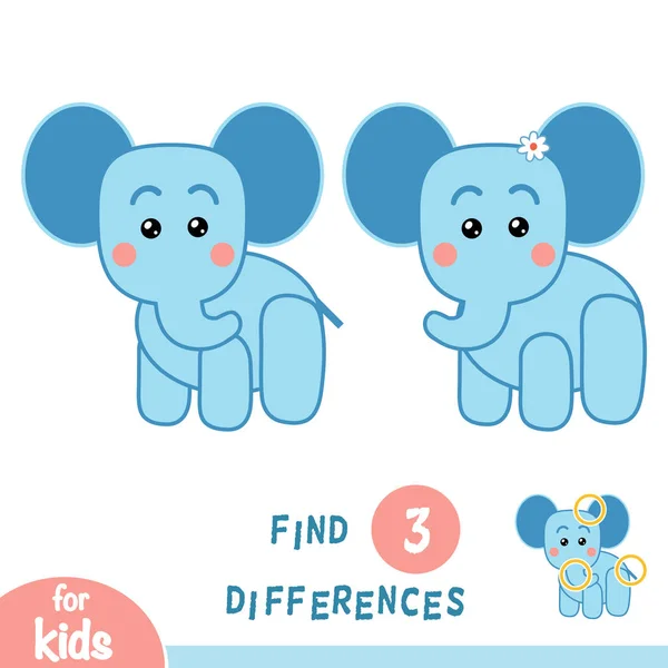 Hitta skillnader, elefant — Stock vektor