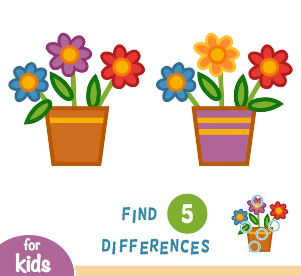 Find differences, pot of flowers — Stock Vector