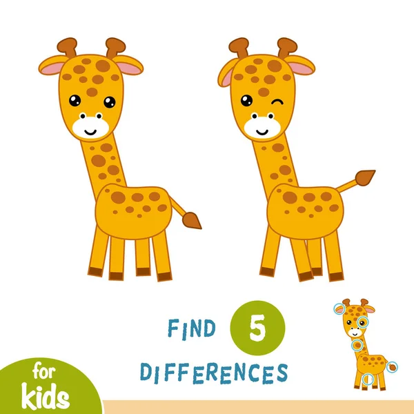Najít rozdíly, žirafa — Stockový vektor