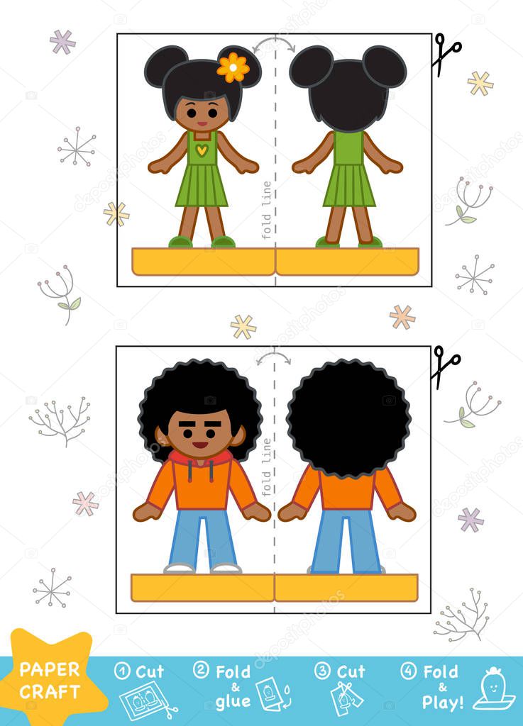 Education Paper Crafts for children, African American boy and gi