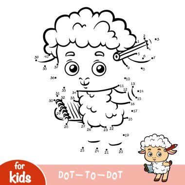 Sayı oyunu, eğitim oyun çocuklar, koyun yazar bir defter ve bir kalem ile için