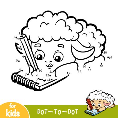 Sayı oyunu, eğitim oyun çocuklar, koyun yazar bir defter ve bir kalem ile için