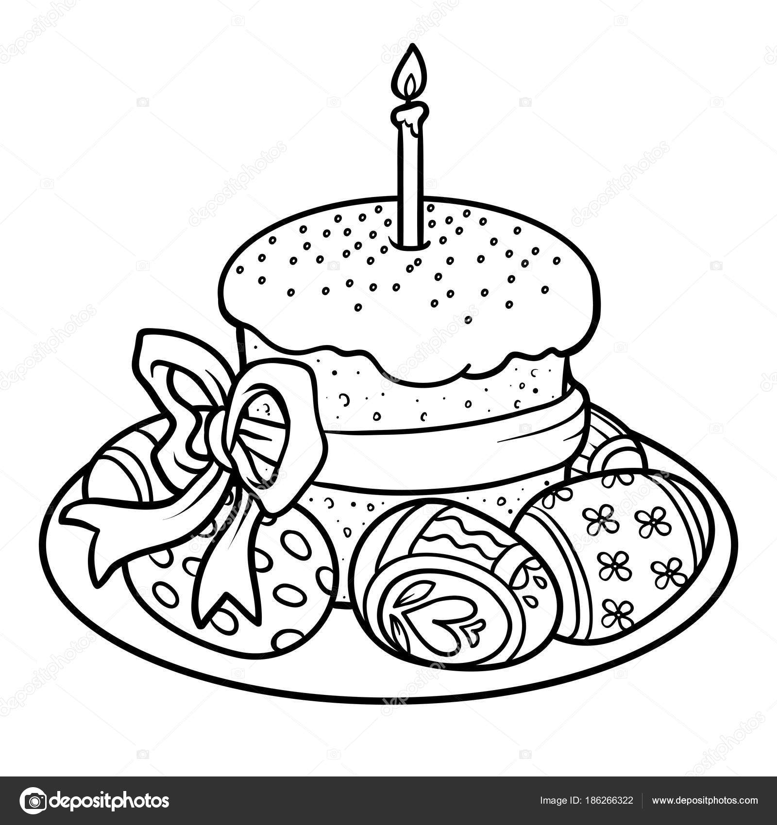 Libro da colorare torta di Pasqua e le uova colorate — Vettoriali Libro da colorare per bambini torta di Pasqua e le uova colorate — Vettoriali di ksenya savva