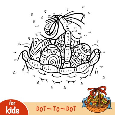 Sayı oyunu, renkli yumurta Paskalya sepeti nokta-nokta oyun, çocuklar için