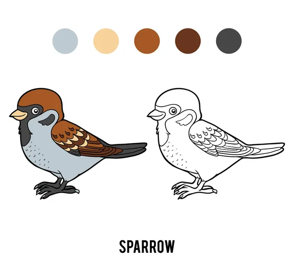 Livro para colorir para crianças, Sparrow — Vetor de Stock