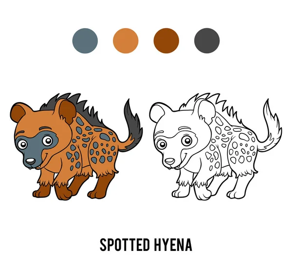 Coloring book, Spotted hyena — Stock Vector