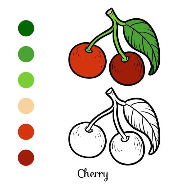 Libro da colorare, Cherry — Vettoriale Stock