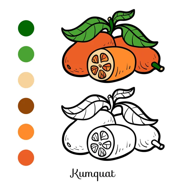 Libro para colorear, Kumquat — Vector de stock