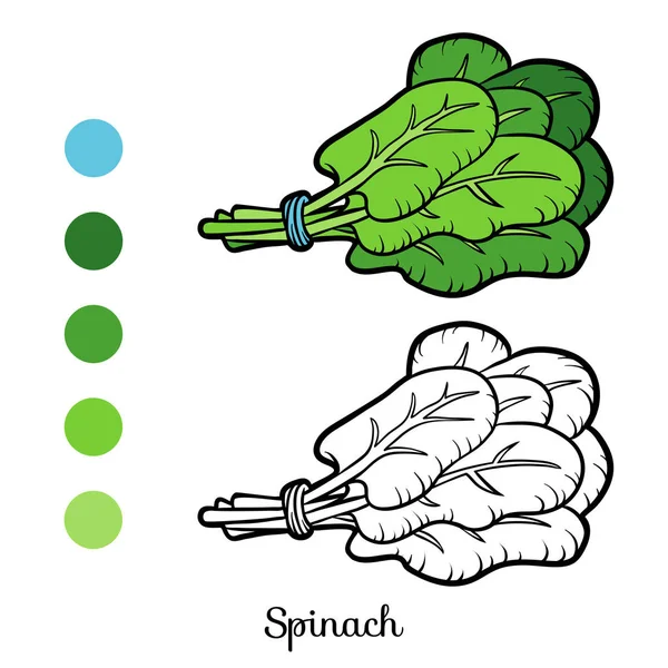 Målarbok, spenat — Stock vektor