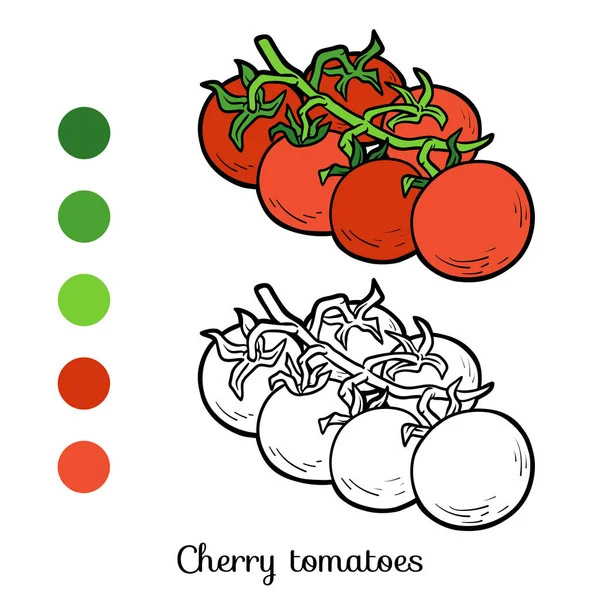 Раскраска, помидоры Черри — стоковый вектор