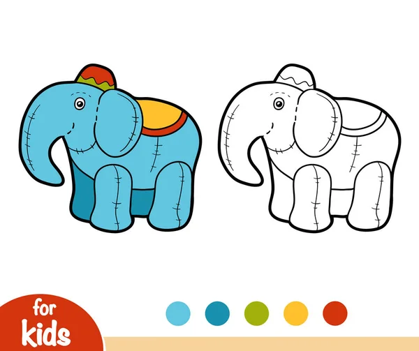 Libro para colorear, Elefante de juguete relleno — Archivo Imágenes Vectoriales