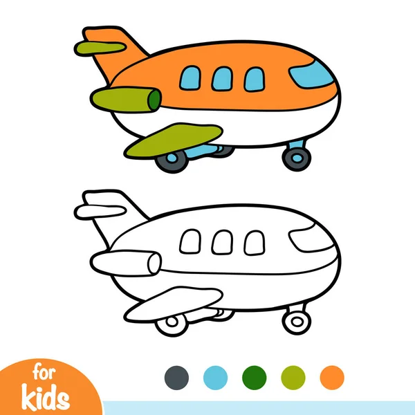Livre à colorier, Avion — Image vectorielle