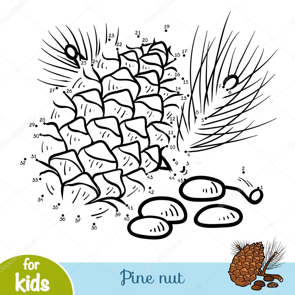 Numbers game, education game for children, Pine nut