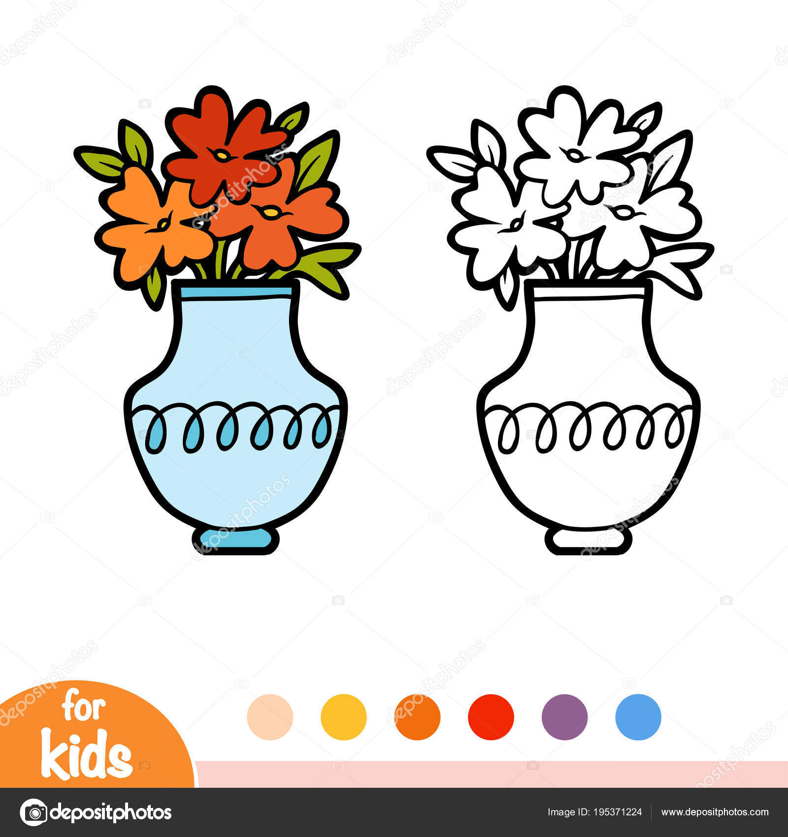 Premium Vector | Flower vase coloring page for kids vector illustration eps  and image