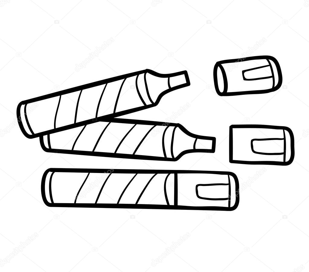 Libro de colorear, juego de marcadores — Archivo Imágenes Vectoriales