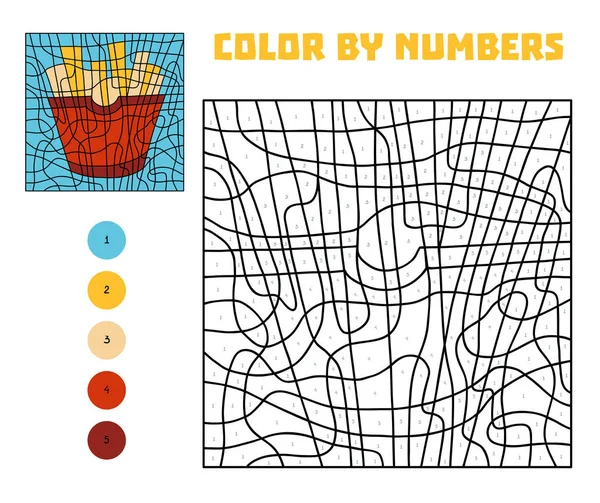 Barva podle čísla, vzdělávací hra, hranolky — Stockový vektor