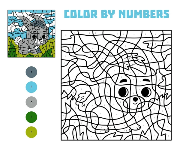 Färg med nummer, utbildning spel, kanin — Stock vektor
