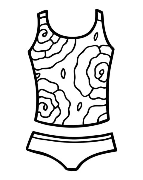 Livro para colorir, Tankini maiô feminino — Vetor de Stock