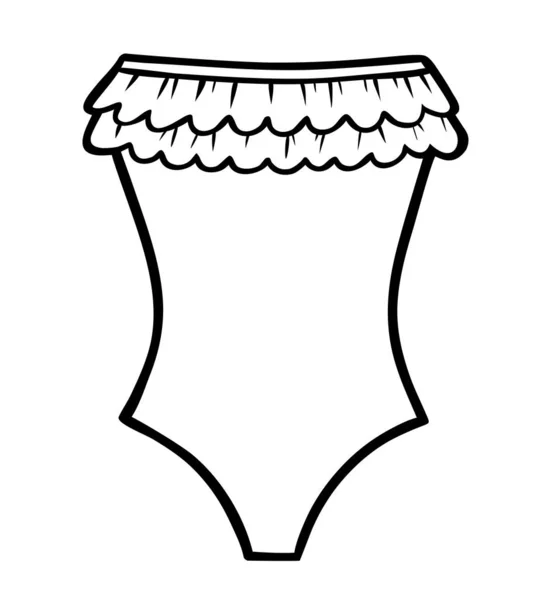 Livre à colorier, Maillot de bain bandeau sans bretelles femme — Image vectorielle