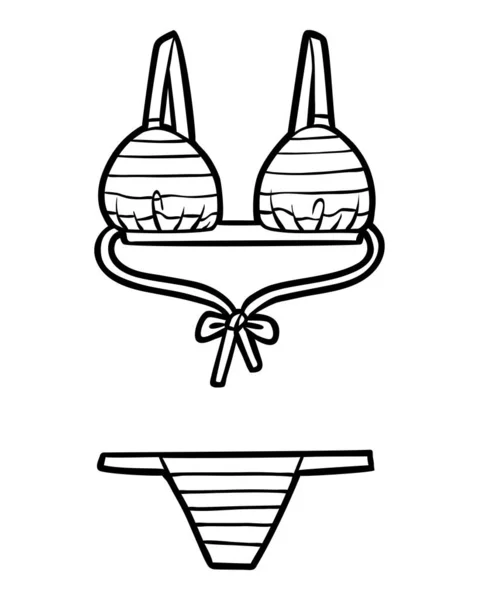 Libro da colorare, Bikini con corde — Vettoriale Stock