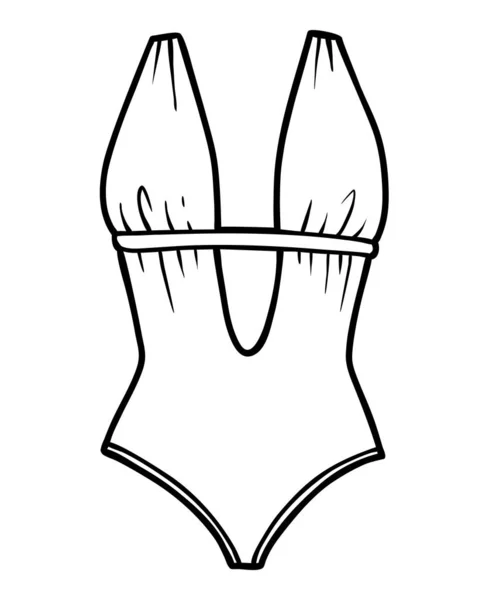 Livro para colorir, Fato de banho feminino de mergulho — Vetor de Stock