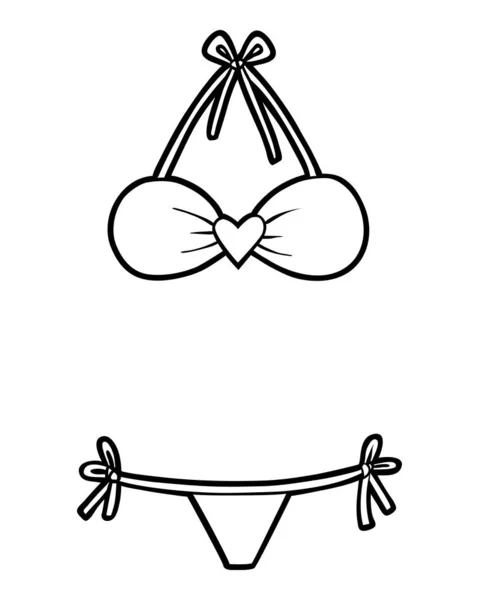 Coloring book, String bikini — Stock Vector