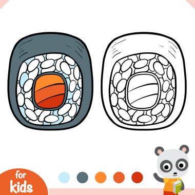 Boyama kitabı, somon suşi rulosu.