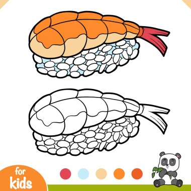 Boyama kitabı, pirinçli Shrimp sushi nigiri.